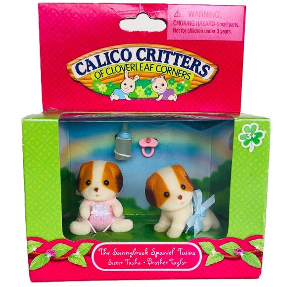 Calico Critters Sunnybrook Spaniel Twins w/baby bottle, pacifier New in Box - Picture 11 of 14